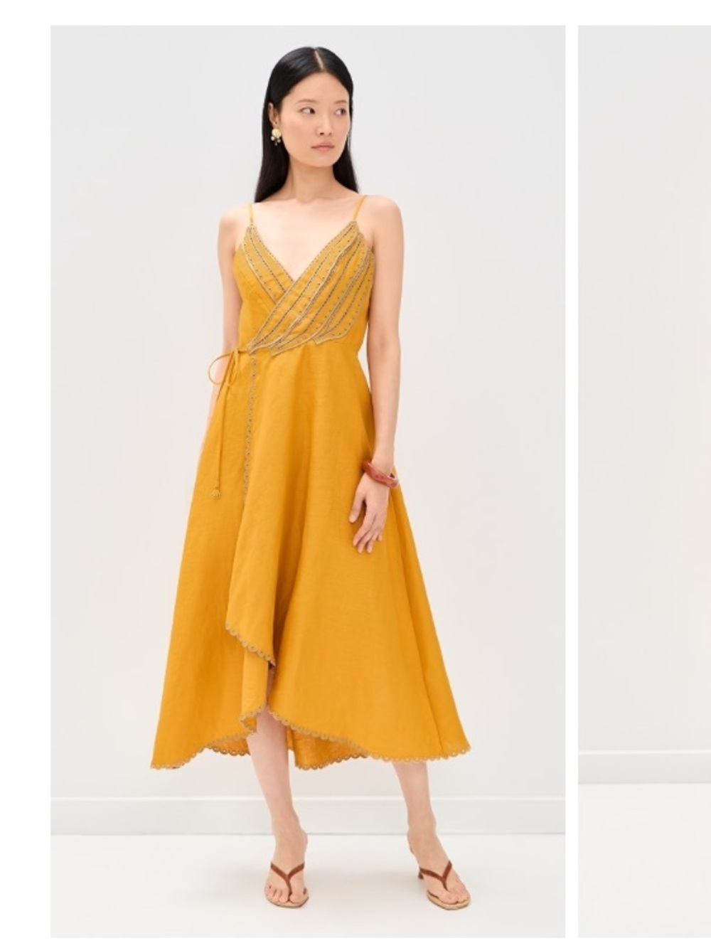 NWT Farm Rio Yellow Bananas Euroflax™ Premium Linen Maxi Wrap Dress SMALL